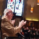 Joseph A. O'Hare, S.J., president emeritus of Fordham University, enjoys the 2016 Christmas Festival of Lessons and Carols.