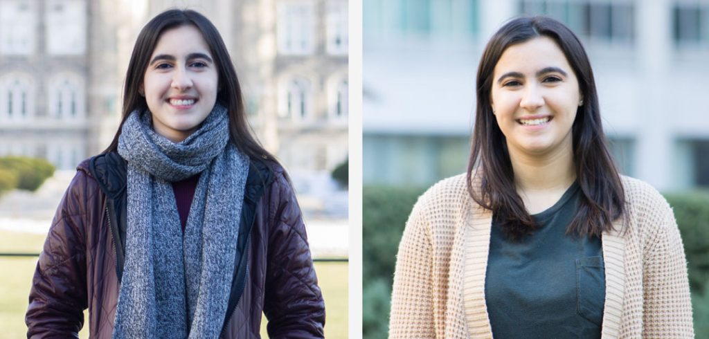 Twins Maria (left) and Arianna Mirones