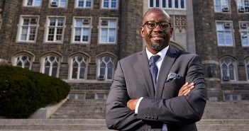 Anthony Bradley, pictured in front of Keating Hall at Rose Hill