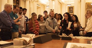 Mapping the Past with the New-York Historical Society Students view documents at the New York Historical Society