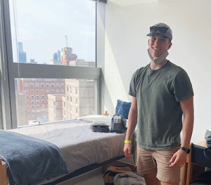 Charlie McAtee in his dorm room