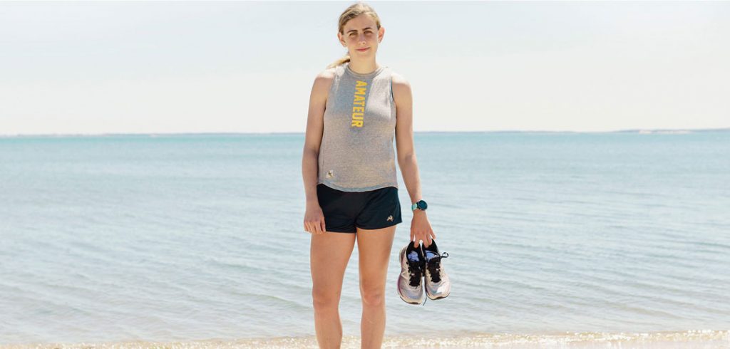 Mary Cain poses for Tracksmith