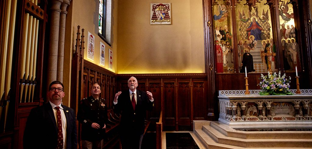 Lenehan tours University Church.