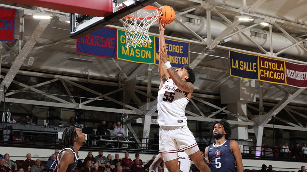At Campaign’s End, 5 Wins for Fordham Basketball Joshua Rivera going up for the ball during the game against Fairleigh Dickinson University last fall