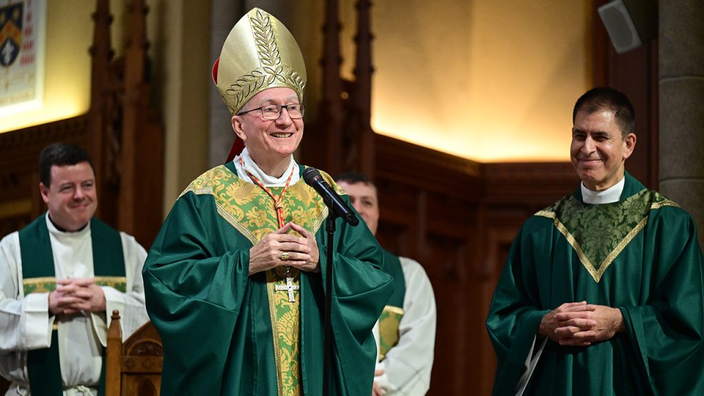 Vatican Secretary of State Delivers Message of Peace and Inclusion in Historic Visit to Fordham Cardinal Pietro Parolin celebrating Mass at the Fordham University Church on Sunday, September 29.