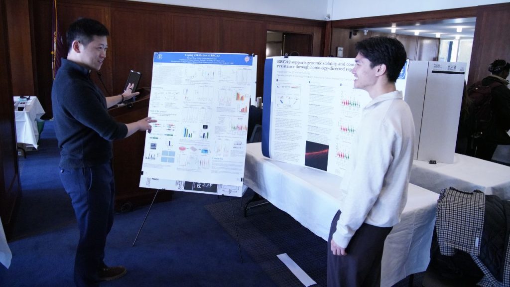Christian Chung and Michael Kong presented their research on the BRCA2 gene at Fordham's ARS Nova Arts and Research Fair