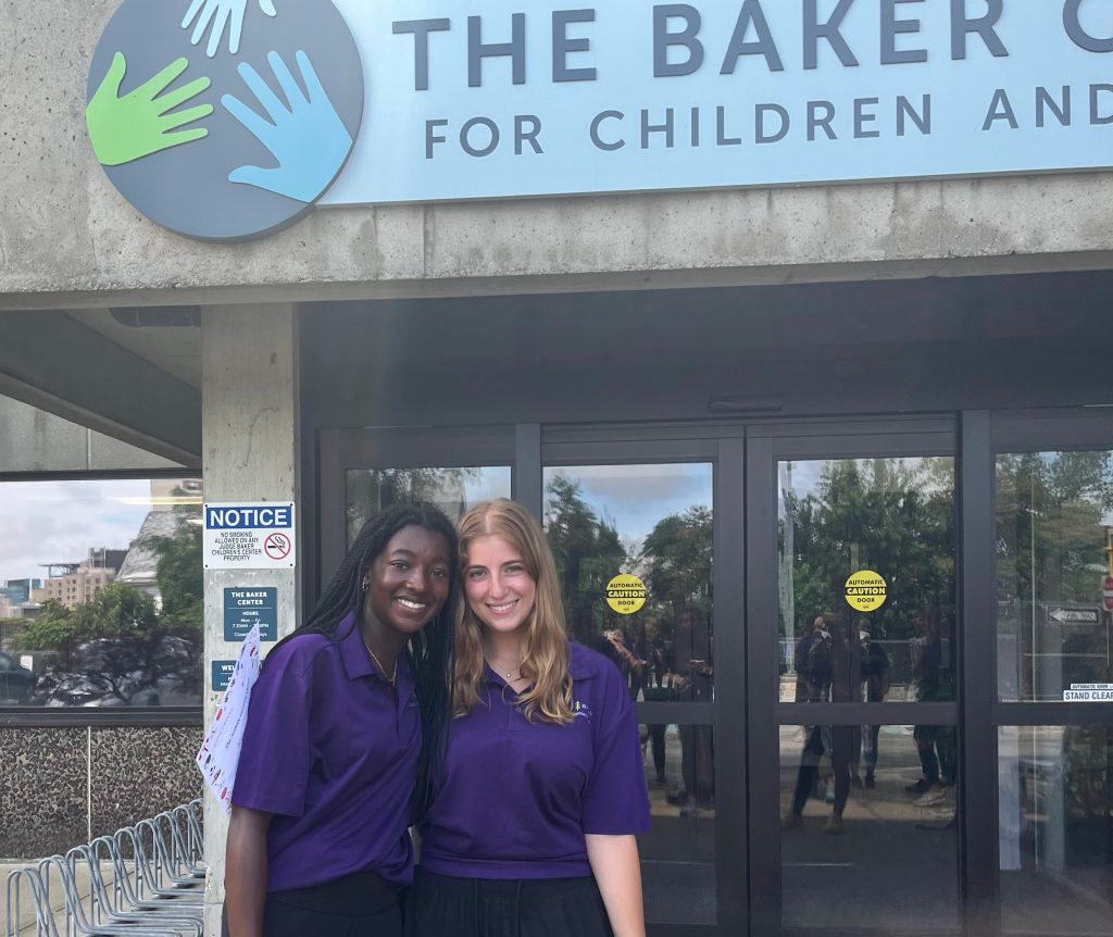 Alyssa Campbell at the Judge Baker Center for Families and Children in Boston with fellow counselor Erin Guy, a Tufts University student