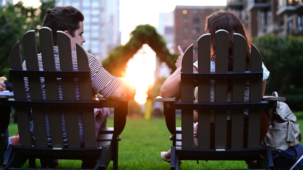 Fordham grads at sunset Block Party Lincoln Center