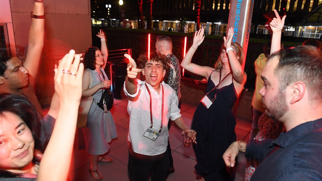Group of people dancing Fordham Block Party