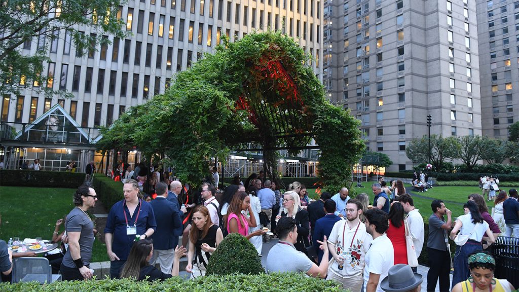 Fordham grads outdoors Lincoln Center Block Party