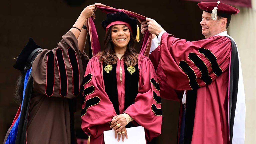 Regina Hall and Armando Nunez at Fordham commencement