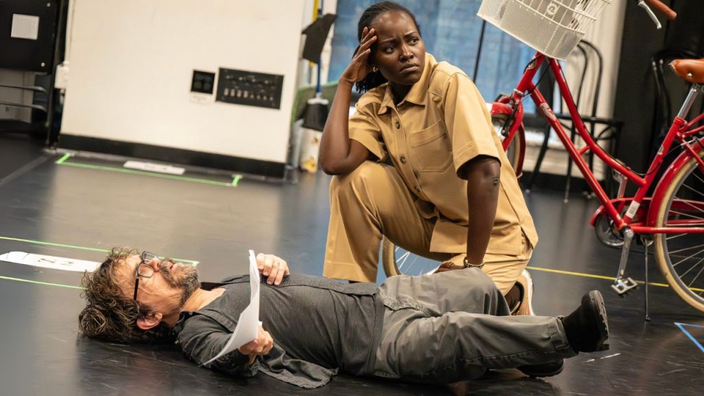 Lupita Nyong'o and Peter Dinklage rehearsing for Shakespeare in the Park.