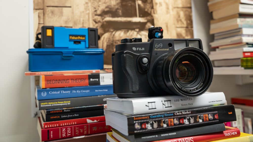 Cameras on top of book stacks