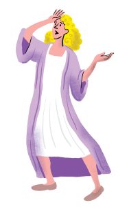 Illustration of an actress in a dramatic pose