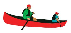 Illustration of two people in a kayak