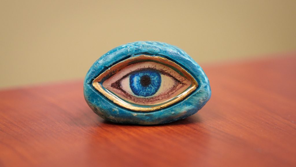 A blue eyeball talisman